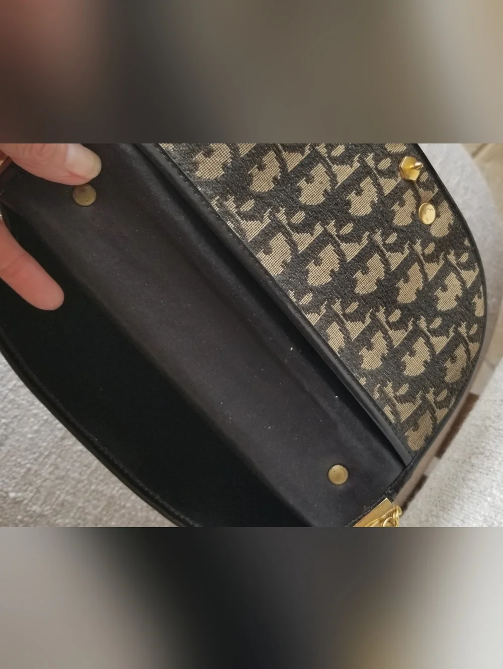 Vintage Dior Black & Beige Monogram Crossbody Bag - Picture 5 of 7